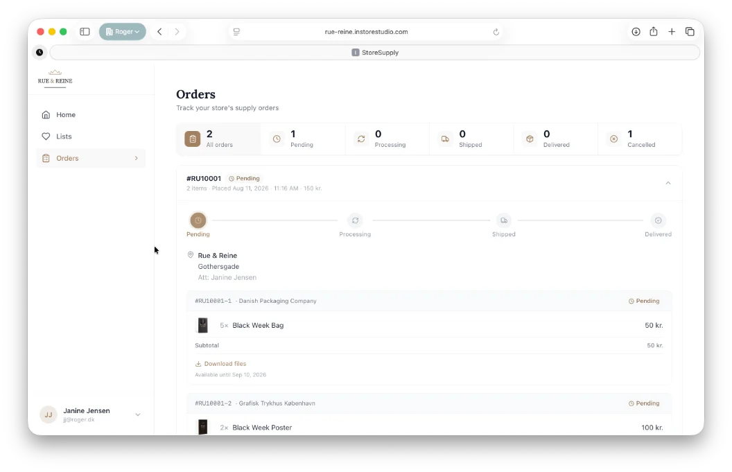 Order routing screenshot